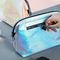 Taşınabilir Fermuarlı PU Deri Holografik Kozmetik Çantası